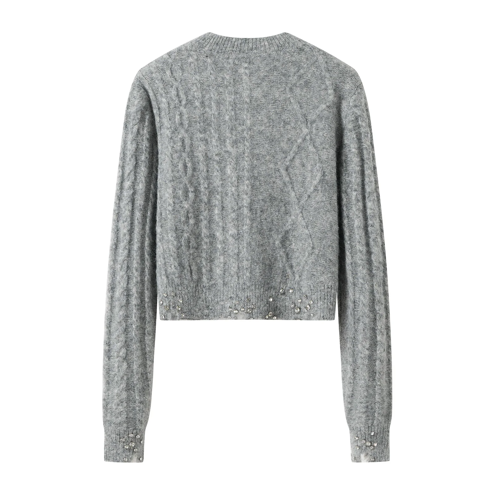 TRAF 2024 осенний элегантный асимметричный женский вязаный кардиган с рукавами на