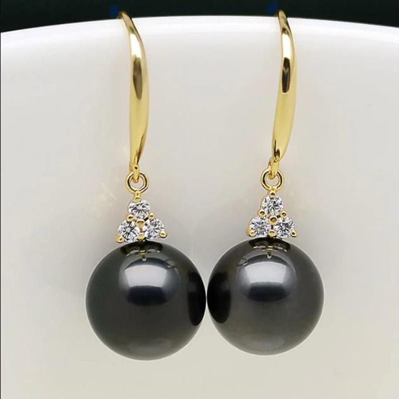 Женские серьги из натурального черного золота 14 карат