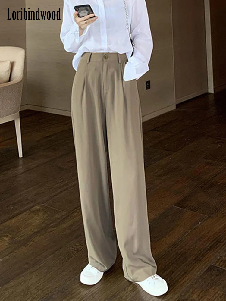 High Waist Slim Wide Leg Pants for Women Spring and Autumn 2022 New Pendant Trousers, Floor Length Trousers Simple Casual Pants
