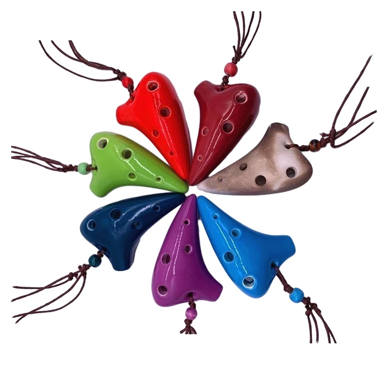 

Traditional 6 Hole Ceramic Ocarina C Tone Unbending Add Fun Colorful Music Lover Mini Ocarina With Lanyard For Child Beginner