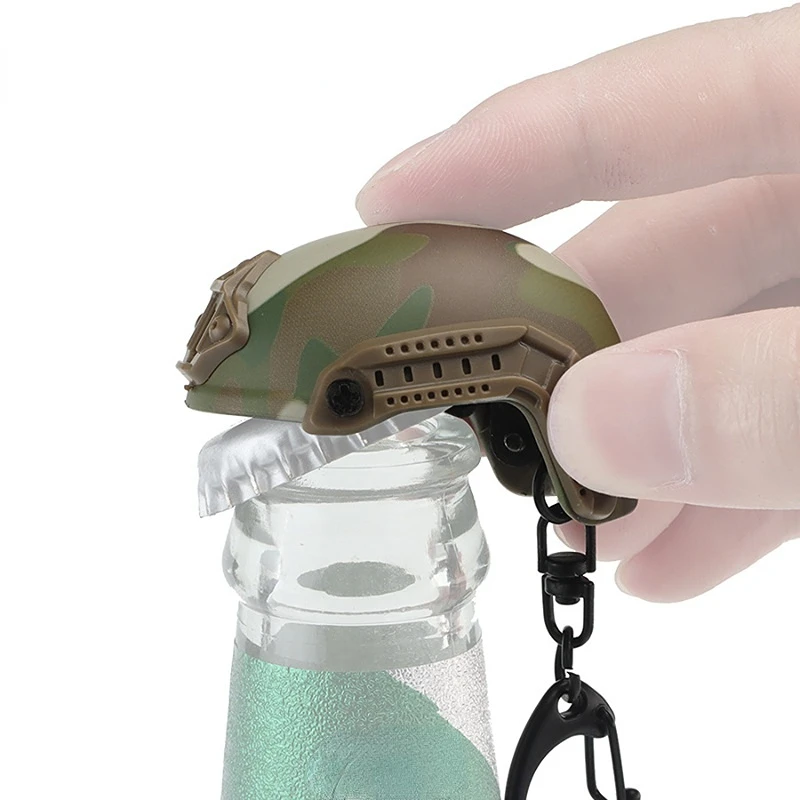 

Airsoft Shape Bottle Opener Helmet Shaped Key Chain Ring Mini Corkscrew Decoration Outdoor Hunting Hiking Fan Accessories Gift