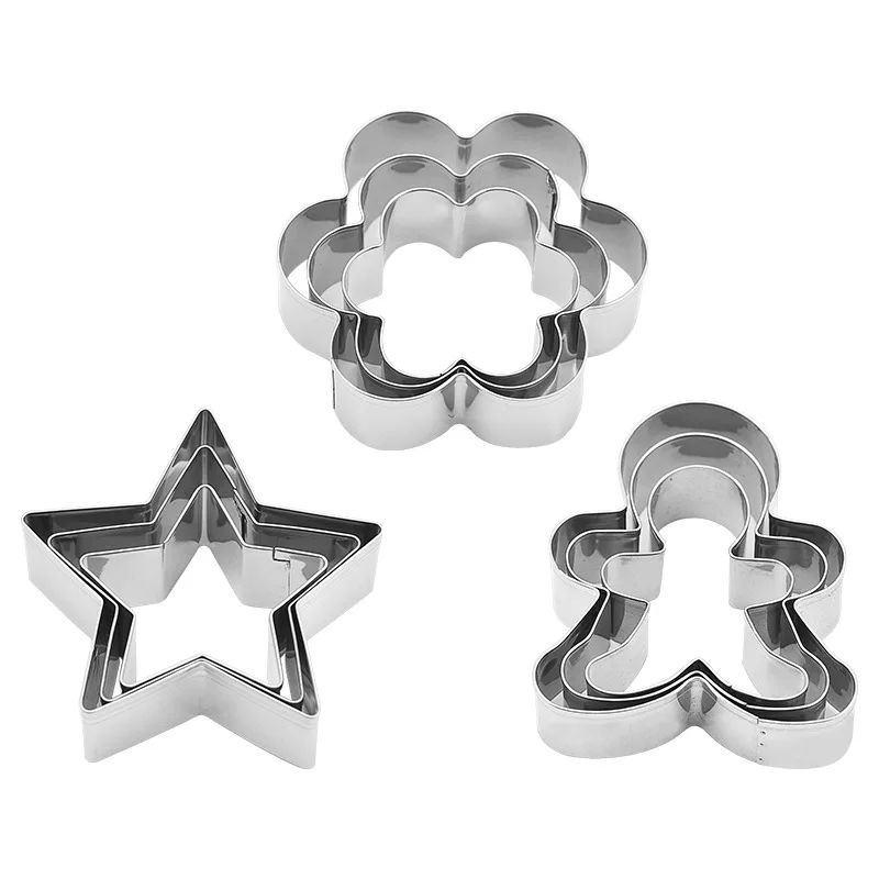 

3Pcs/Lot 3D Stainless Steel Christmas Cookie Cutter Mold Bakeware Baking Animal Geometry Biscuit Cake Fondant Kitchen Accessorie
