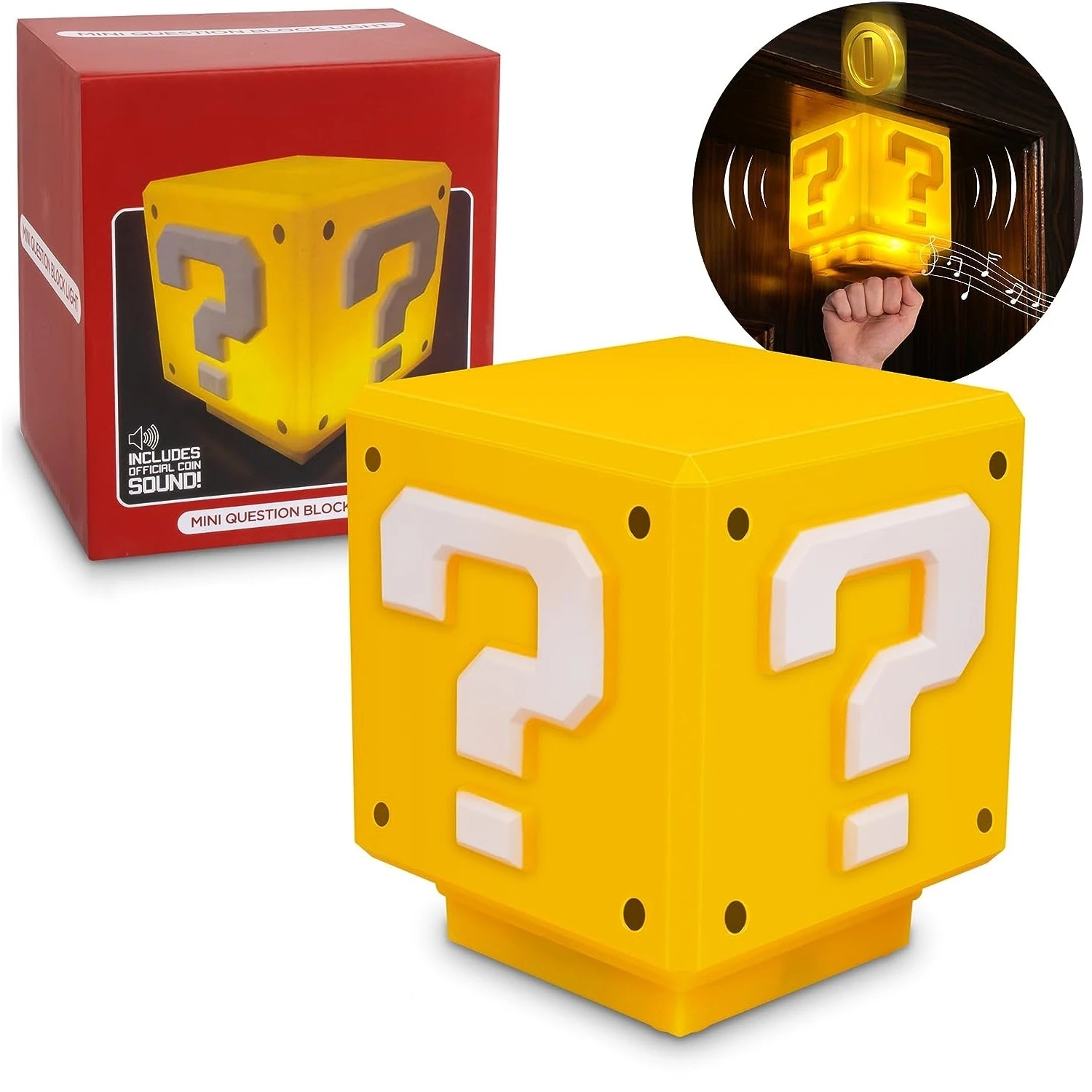 

Super Bros Question Block Night Light,Bedside Lamp, Desklamp for Kids Fans, Birthday/Holiday Gift,with Game's Gold Coin Sound