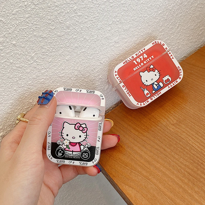 

Cartoon KT Kitty Pink Red AirPods 3 Case Apple AirPods 2 Case Cover AirPods Pro Case IPhone Earphone Accessories Air Pod Case