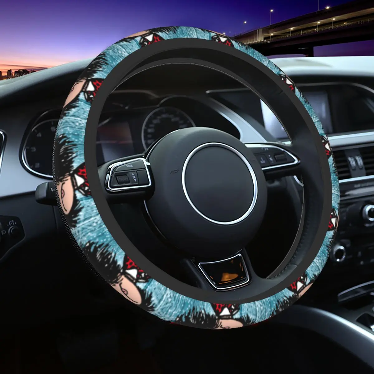 

37-38 Car Steering Wheel Cover Mafalda In Shock Universal Quino Argentina Cartoon Auto Decoration Suitable Car Accessories