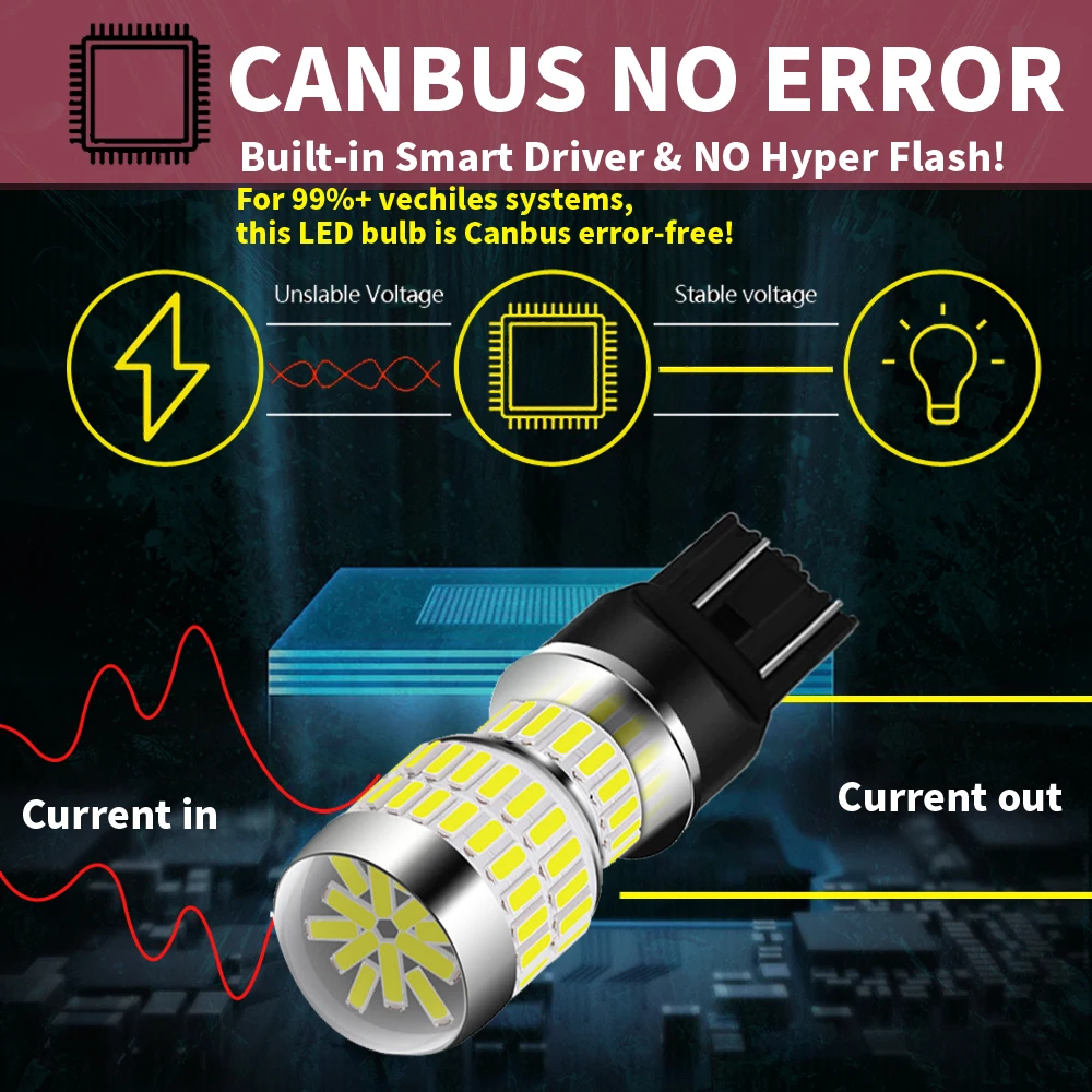 2 шт. T20 7443 W215W W21W 7440 7515 580 светодиодный Canbus фонарь заднего хода DRL автоматическая резервная лампа автомобильный диод дневные ходовые огни постоянного тока 12 В 24 В (art.: 3920d446bbd99) - 3920d446bbd99