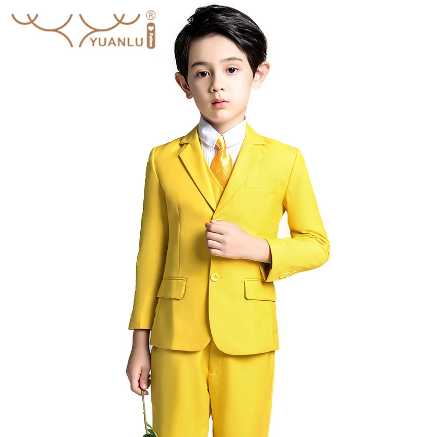 Floral Boys Clothing Set Formal Wedding Suit Blazer Vest Pants Clothing Set Kids Party Dresses