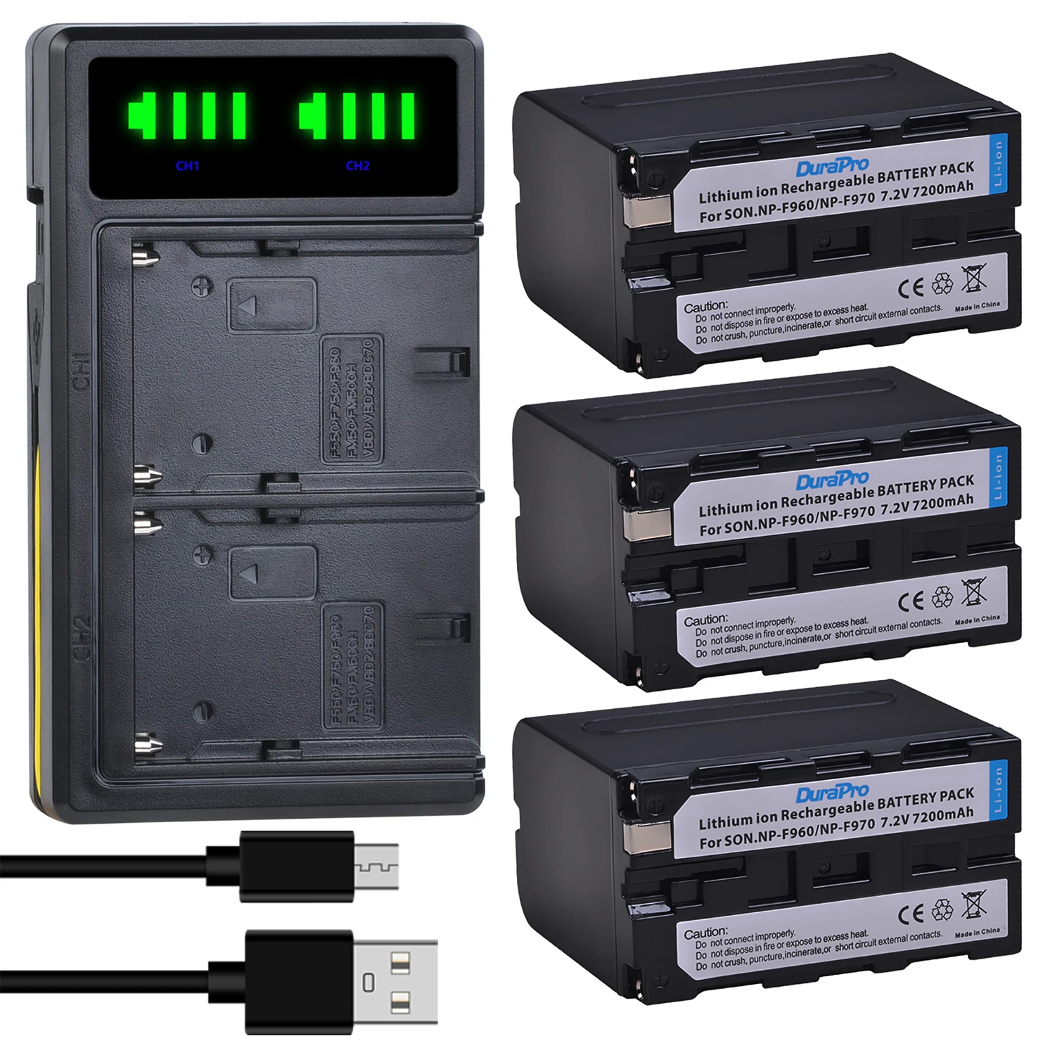 7200mAh NP-F970 NP-F960 NP F970 батареи + зарядное устройство для SONY HVR-HD1000 HVR-HD1000E HVR-V1J для YONGUO / Godox светодиодный светильник для видео