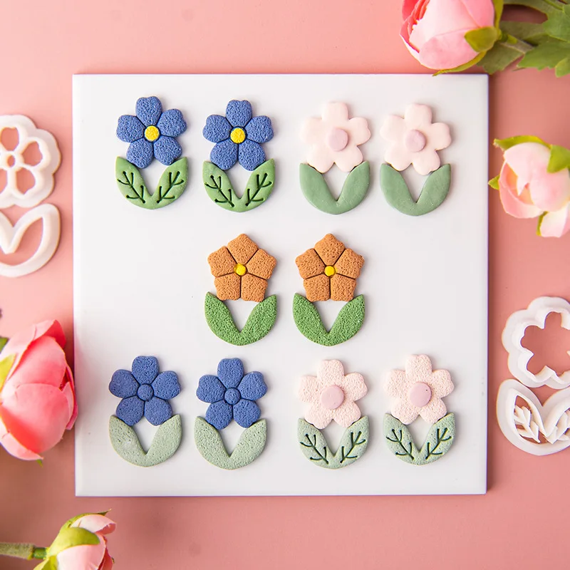 

Mini Flower Leaf Soft Pottery Polymer Clay Cutter DIY Petal Geometry Cutting Mold Spring Party Earring Jewelry Pendant Making