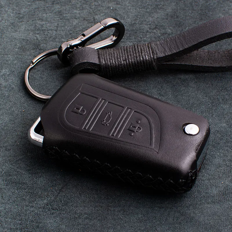 

1 PCS Genuine Leather Car Key Case Cover Keyfob Protect Shell For Toyota COROLLA Camry CROWN LEVIN Reiz EZ RAV4 Highlander