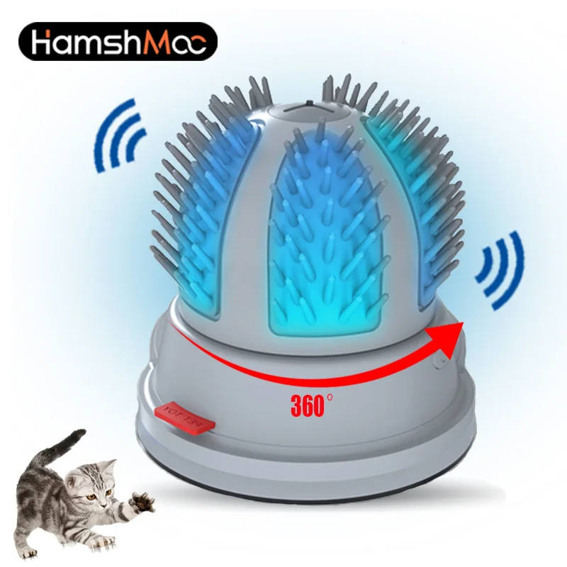 

Автоматическая игрушка для кошек HamshMoc, вращающаяся Массажная расческа, Умная Электронная игрушка, светится на стене, режим всасывания, игры...