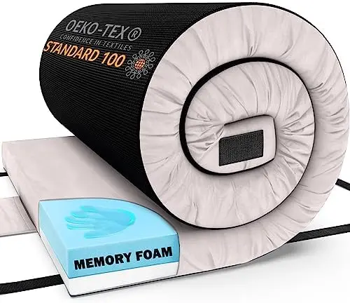 

Cell Memory Foam Camping Mattress Pad, Roll Up Mattress, Guest Floor Mattress for Adults, Roll Away Bed for Sleepover, Sleeping