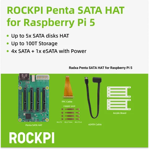 ROCKPI Penta SATA HAT для Radxa SBCs