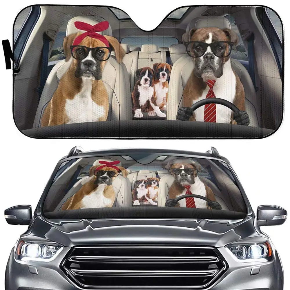 

Auto Sun Shade Brindle Boxer Driver Car Front Window Windshield Animal Sun Shield Visor Protector Dog Family Blocker Cover Sunsh