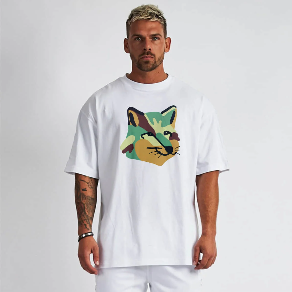 

Mens Luxury Brand Maison Fox Mascot Printed Stretch Cotton T-Shirt Male Short Sleeve Street Casual Loose Hip-hop Tee Size S-6XL