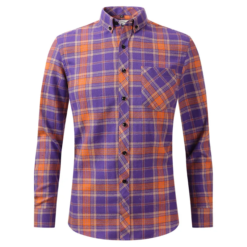 New Oversized M To 8XL Flannel Plaid Dress Shirt Long Sleeve Men's Shirts Cotton Cardigan Button Up Blouse Men Designer Clothes