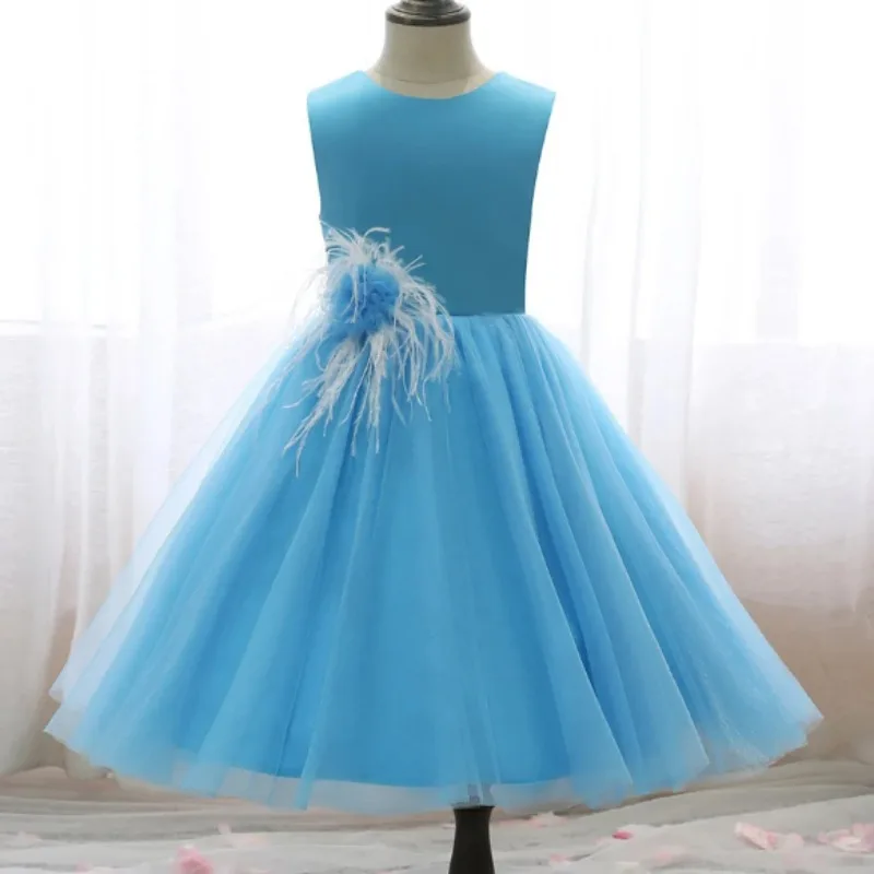 

Flower Girl Dress O-Neck Sleeveless Knee-Length Ball Gown Baby Girl Birthday Party Wedding First Communion Holiday Dress