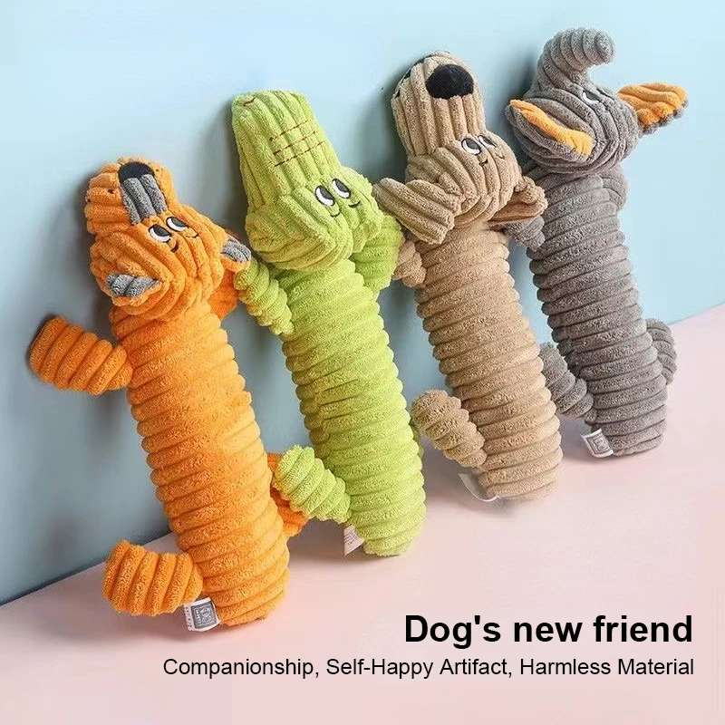 

Plush Dog Toy Animals Shape Bite Resistant Squeaky Toys Corduroy Dog Toys for Small Large Dogs Puppy Pets Training Accessories