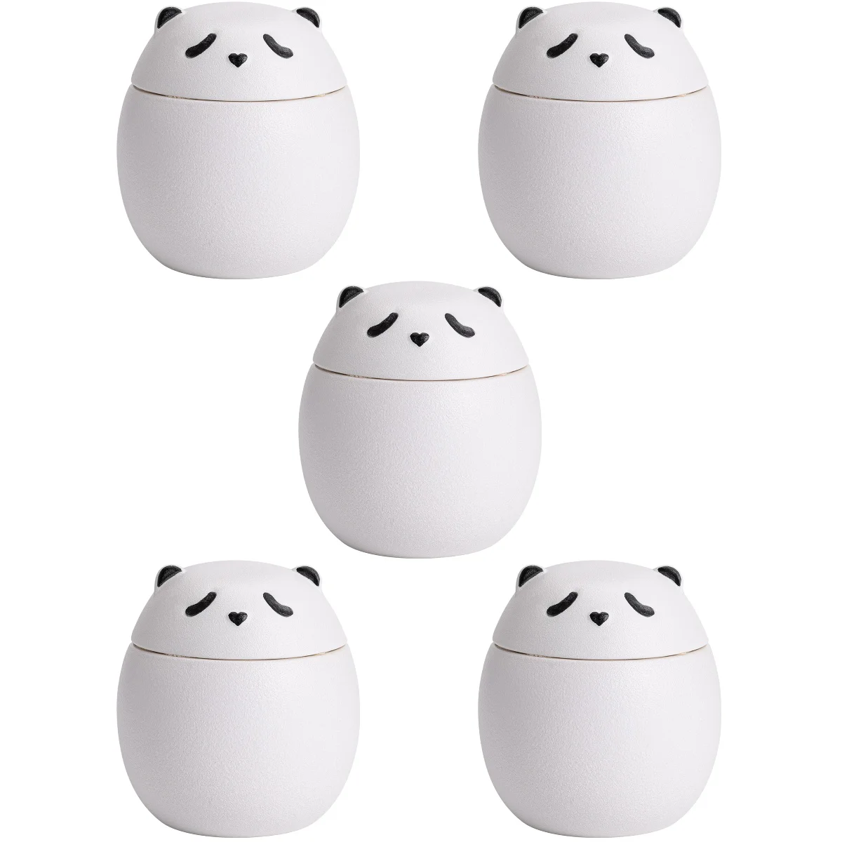 

5pcs Ceramic Tea Jar Ceramic Can Jar Loose Tea Panda-shaped Candy Jar Sealed Tea Jar
