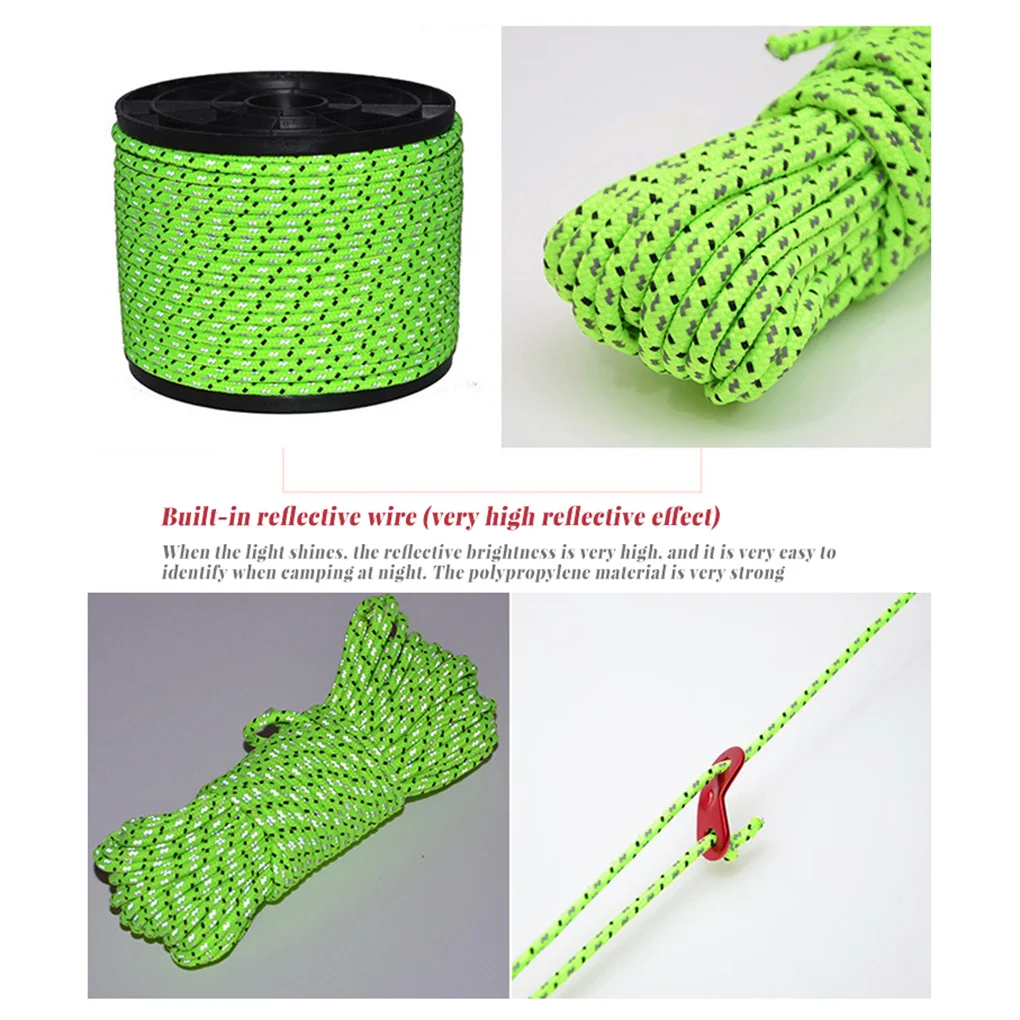 

Camping Rope Reflective Tent Tarp Shelter Tensioner Cord Hiking Mountaineering Paracord Campers Survival Equipment Outdoor