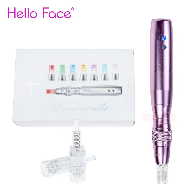 

HELLO FACE Derma pen Microneedling Treatments for Skin Care LED light Professionals Wireless Skin Needling Pen With needles