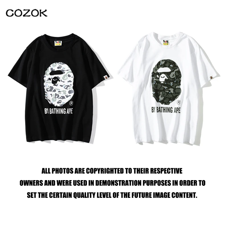

new2022 BAPE summer new style Japanese tide brand pure cotton printing men and women couple short-sleeved shark T-shirt