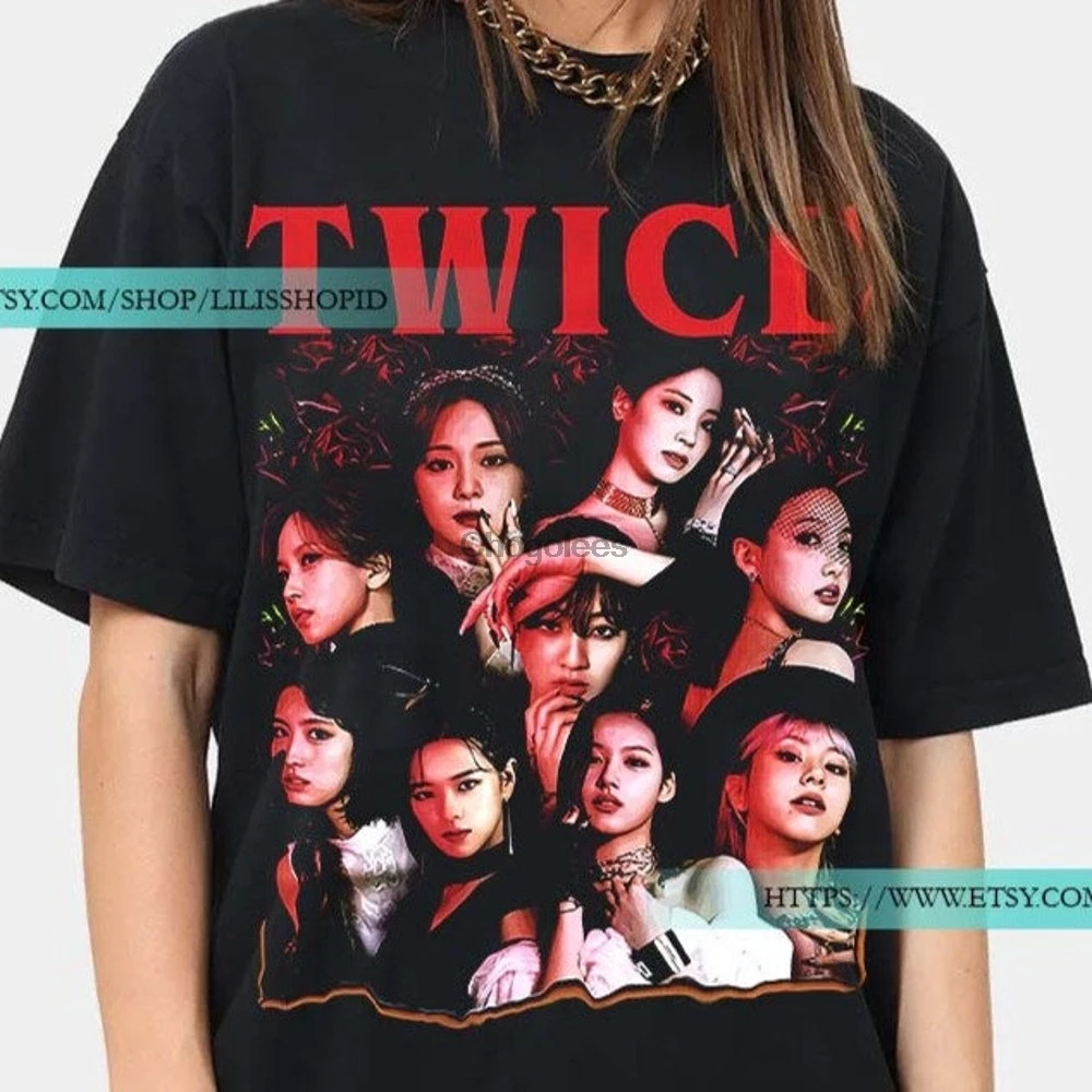 Двойная рубашка Tzuyu Винтажная Футболка Kpop винтажные футболки двойного члена