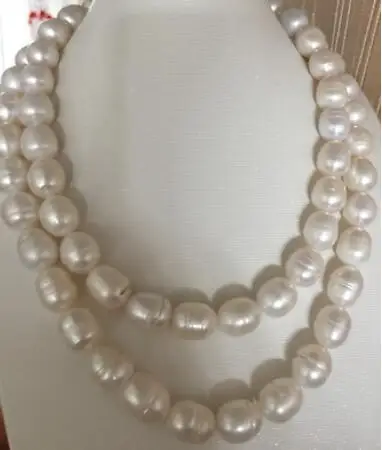 

classic 9-10mm south sea white baroque pearl necklace 32inch 14k