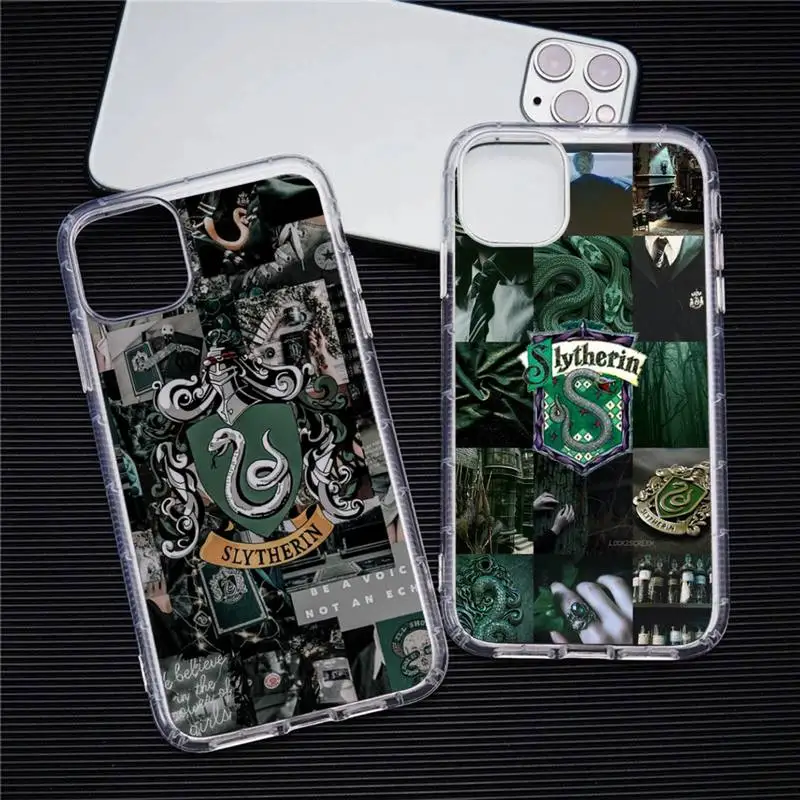 Прозрачный чехол для телефона Harries Slytherin с символом Хогвартса iphone 13 12 11 Pro Max Mini XS 8 7