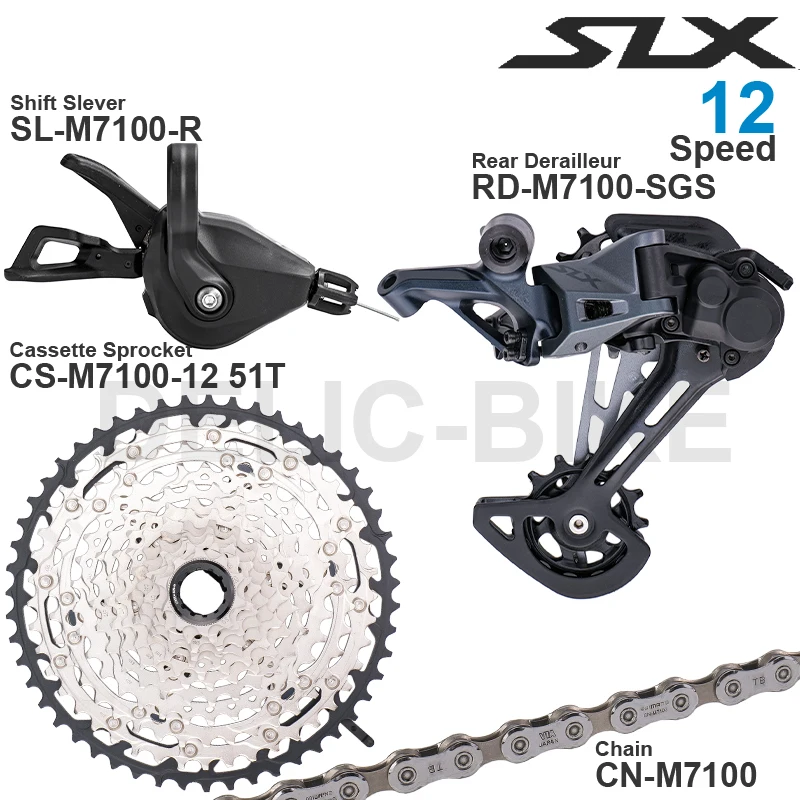 SHIMANO SLX M7100 1x12v Groupset Shifter Rear Derailleur 12 speed 10-45T/51T Cassette Sprocket Chain 124L for  MTB Bike Original
