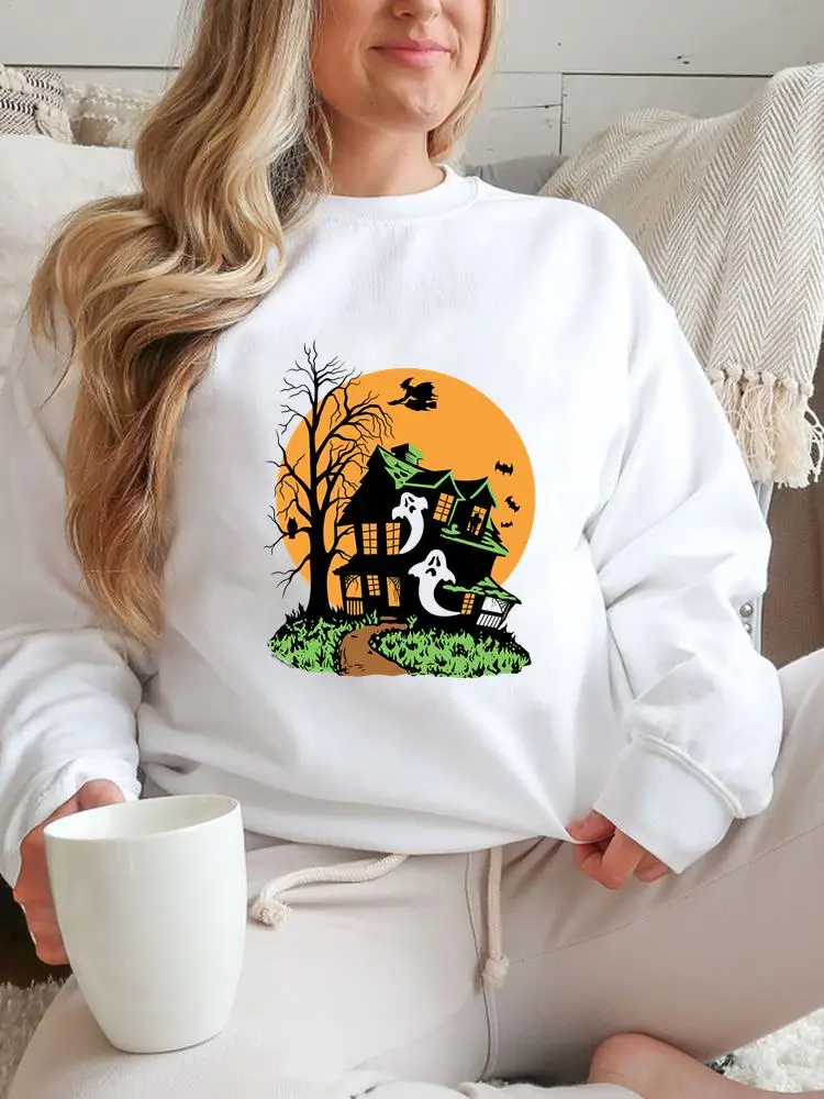 

Одежда Осень акварель страшный дом Женская Осенняя мода женский графический пуловер с рисунком для фестиваля свитшоты