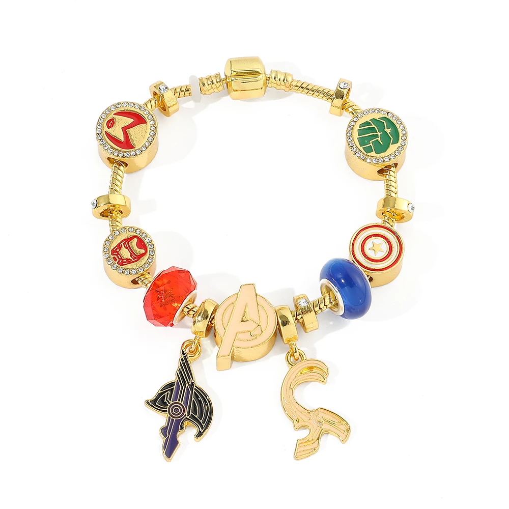

Marvel Superhero The Avengers Crystal Enamel Beads Bracelet Metal DIY Charms Bangles for Man Woman Fashion Interesting Jewelry