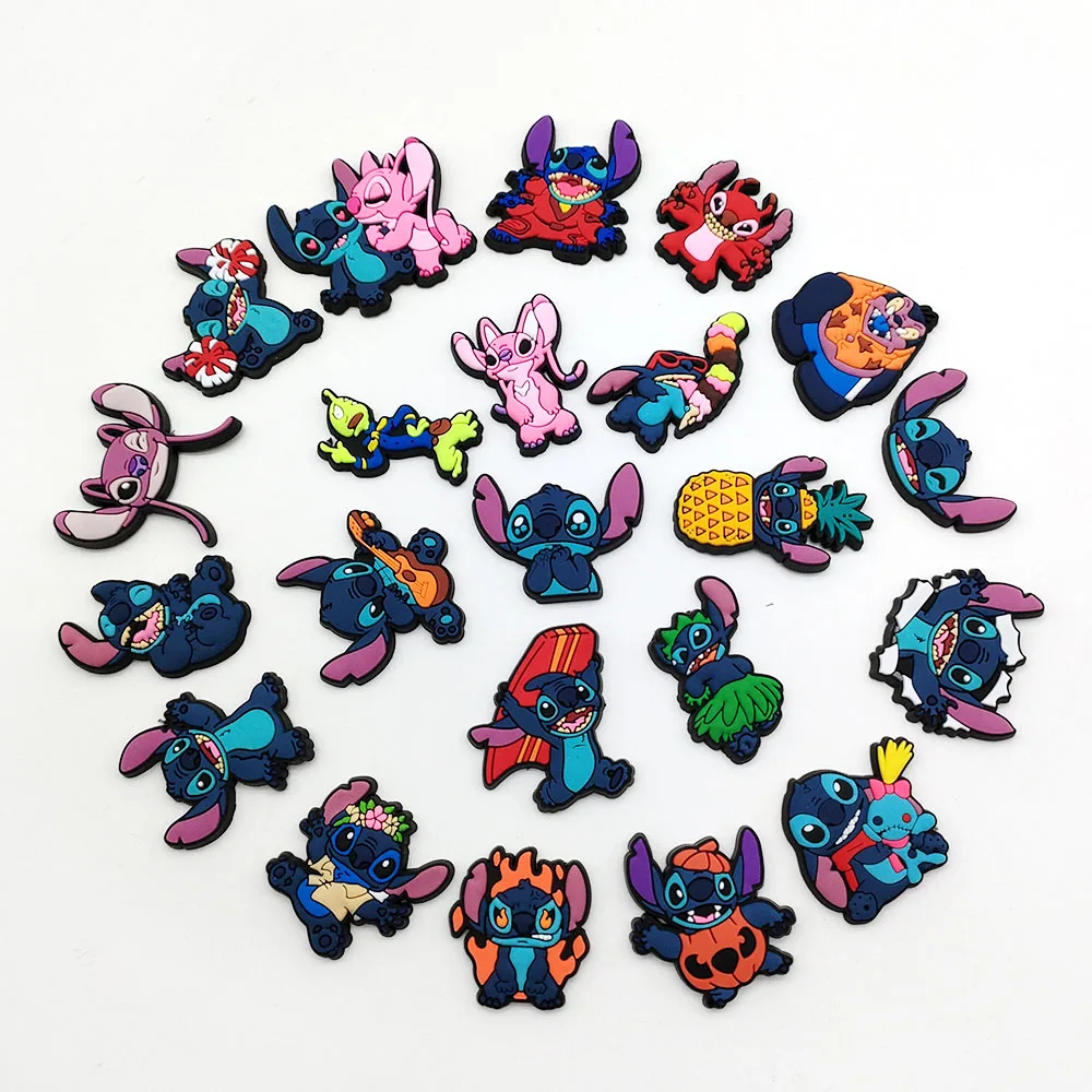1Pcs Disney jibz Stitch PVC Croc Charms Shoe Charms Cartoon DIY Sandals Accessories For Clogs Pins Shoe Decorate X-mas gifts