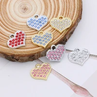 10pcs enamel charms crystal heart pendants for diy jewerly making earrings bracelets necklace phone accessories wholesale bulk