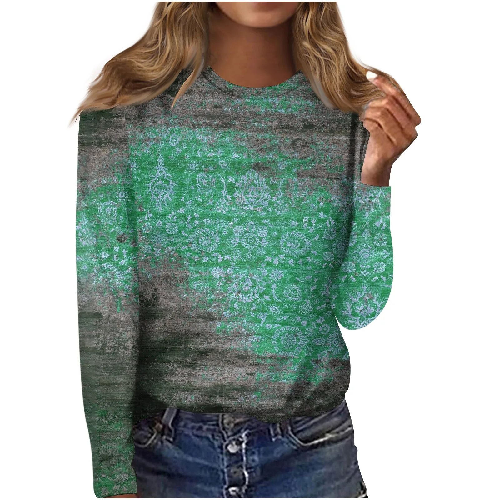 

Fashion Women's T Shirt Graphic Print Long Sleeve Daily Weekend Vintage Ethnic Round Neck Regular Fit Fall Spring Female Clothes