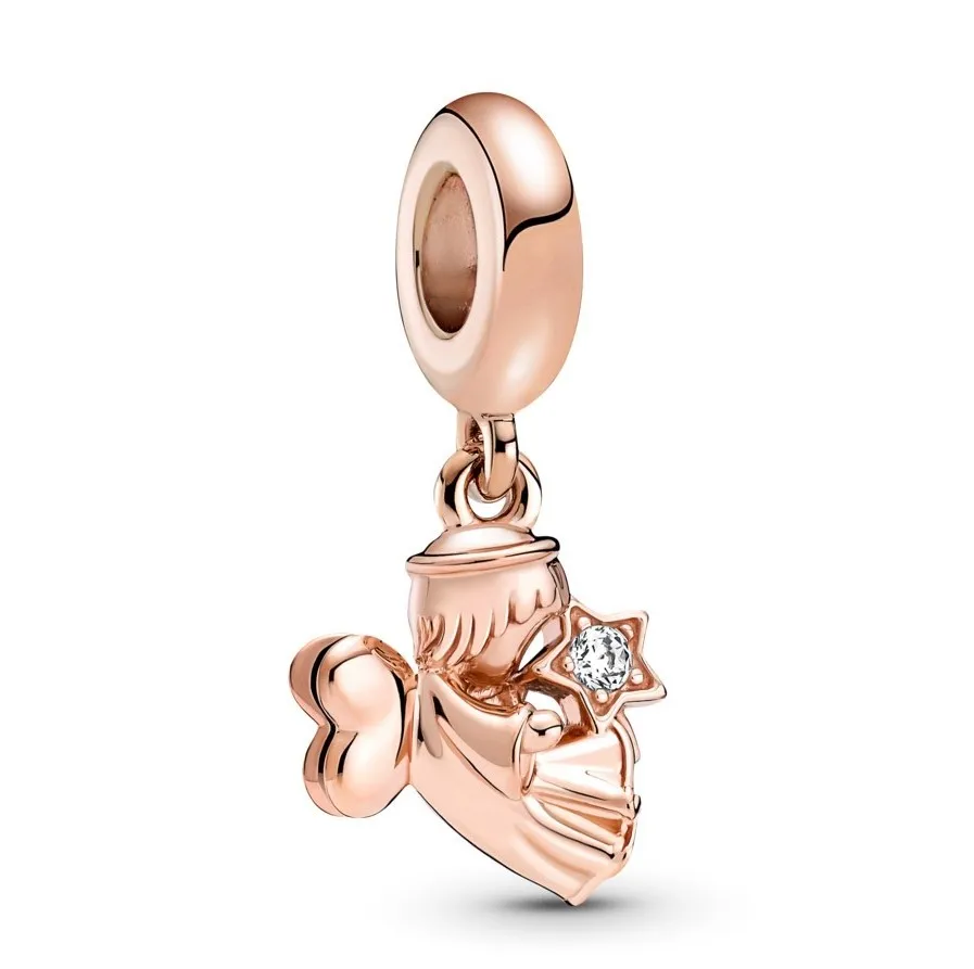 

Original Rose Heart Winged Angel Dangle Beads Charm Fit Pandora Women 925 Sterling Silver Bracelet Bangle Jewelry