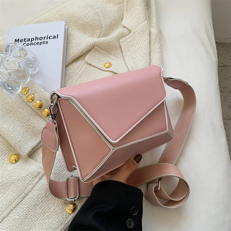 

New Fashion Contrast Color Shoulder Bag for Women PU Leather Shoulder Messenger Bag Fashion Small Square Handbag and Purse