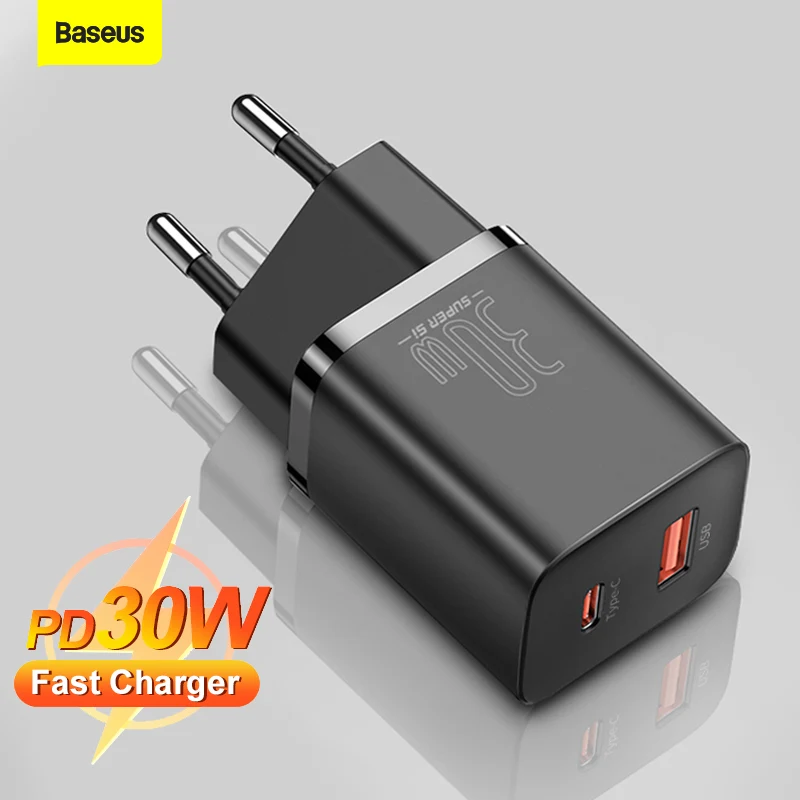

Baseus 30W PD Charger USB Type C Charger for iPhone 13 12 11 Pro X Xs 8 USB C Quick Charge PD QC 3.0 Fast Charging Phone Charger