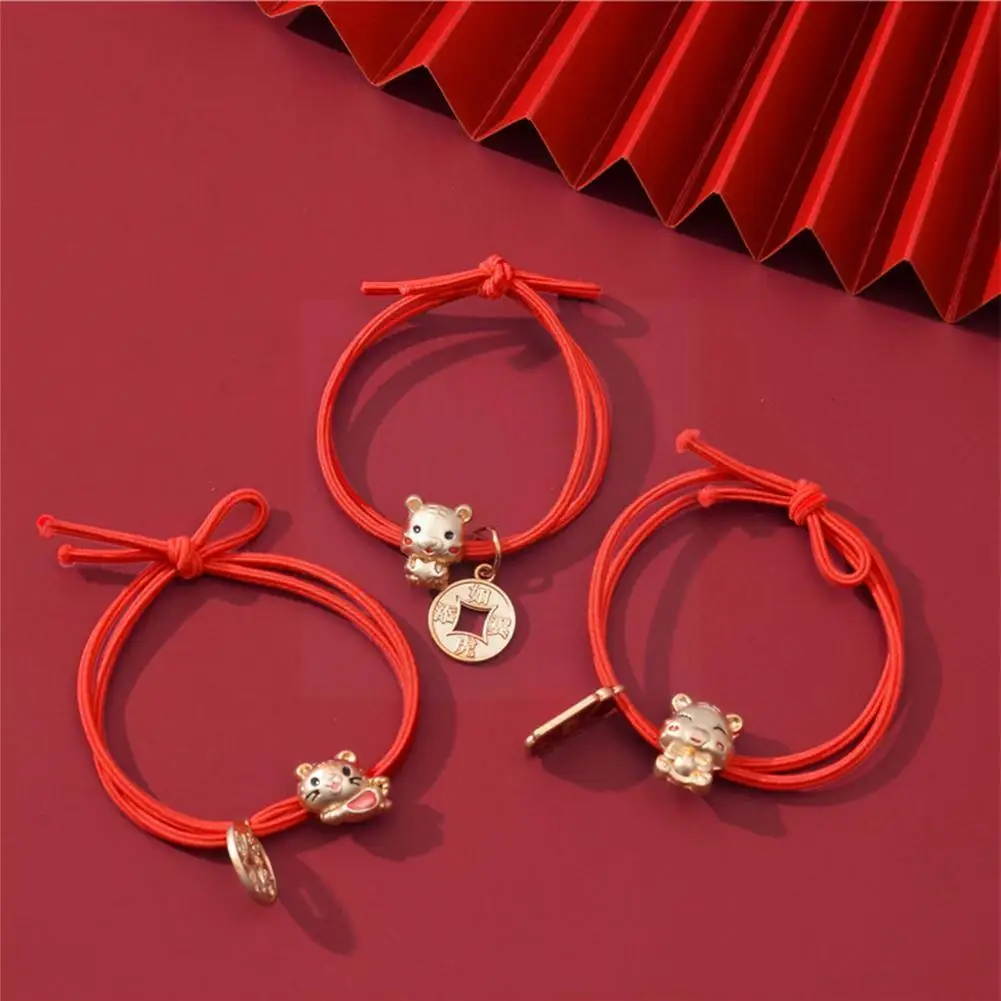 

Red Rope Zodiac Year Of The Tiger Hair Rope Female Hair Dress Rubber Circle Band Purpose Binding Bracelet Dual Hai Z6k0