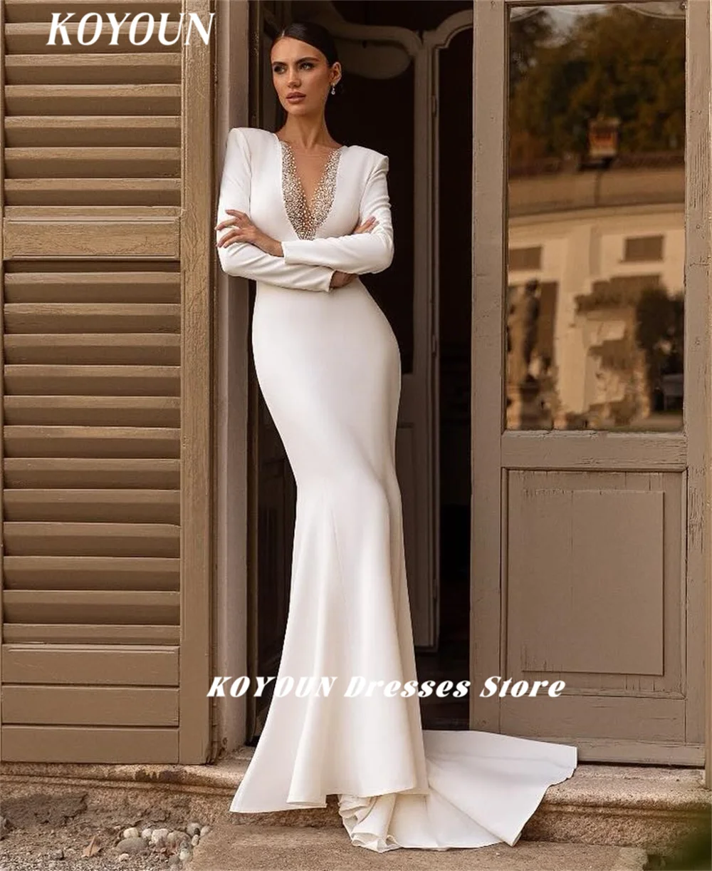 Женское платье с блестками KOYOUN сексуальное невесты глубоким V-образным вырезом и