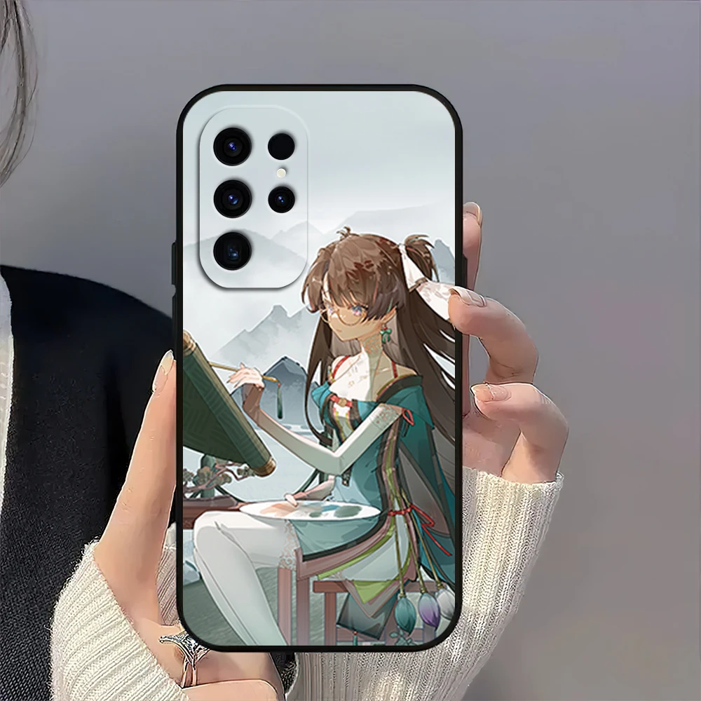 Game Wuthering Waves Zhezhi Cute Phone Case For Samsung Galaxy A54 A71 A72 A73 S22 S23 Ultra Black Soft Silicone Cover