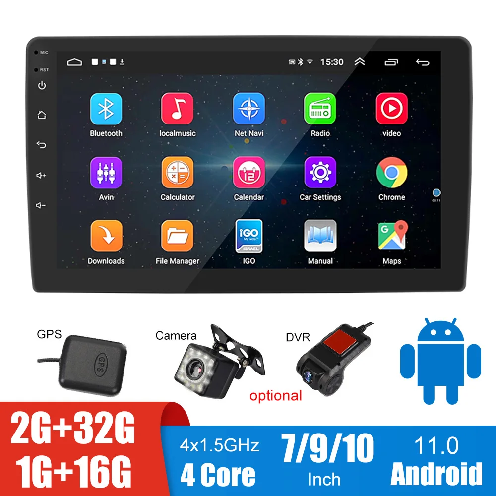 7/9/10 inch Screen 12V Car Audio Android Player MP5 DVD Video Stereo Radio GPS Navi Smart 4 Core DVR Camera Vehicles Accessories