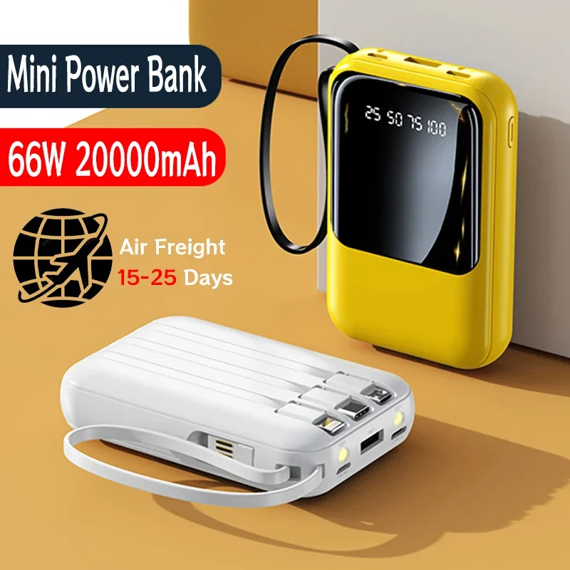 em 20000 mAh Mini Power Bank 66W Super Fast Charging PD 20W Flash Powerbank Zapasowa bateria zewnętrzna do telefonu IPhone Huawei