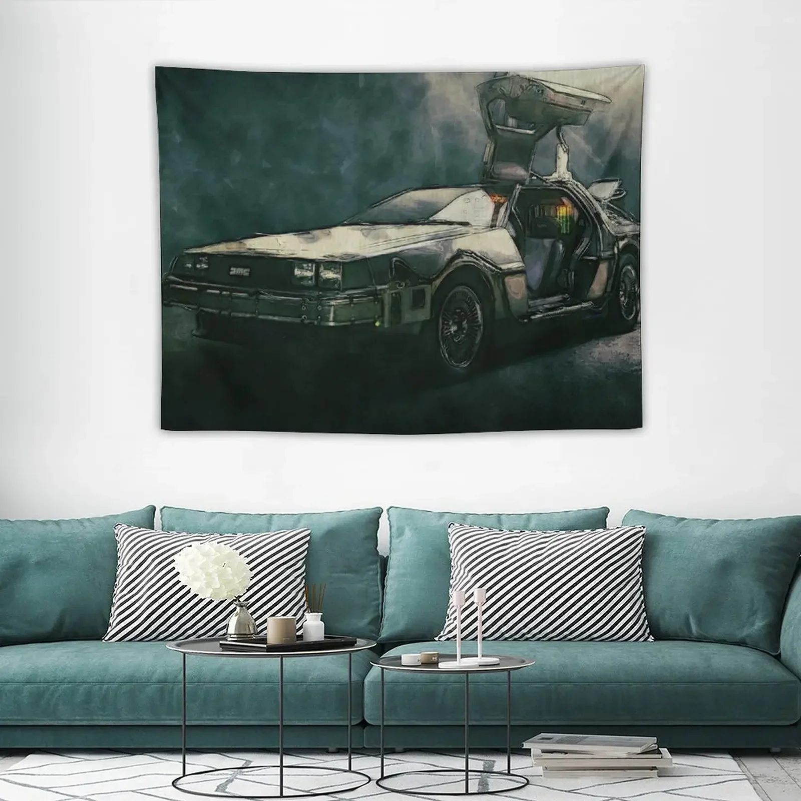 Гобелен с акварельными красками Назад в будущее комнатное эстетическое