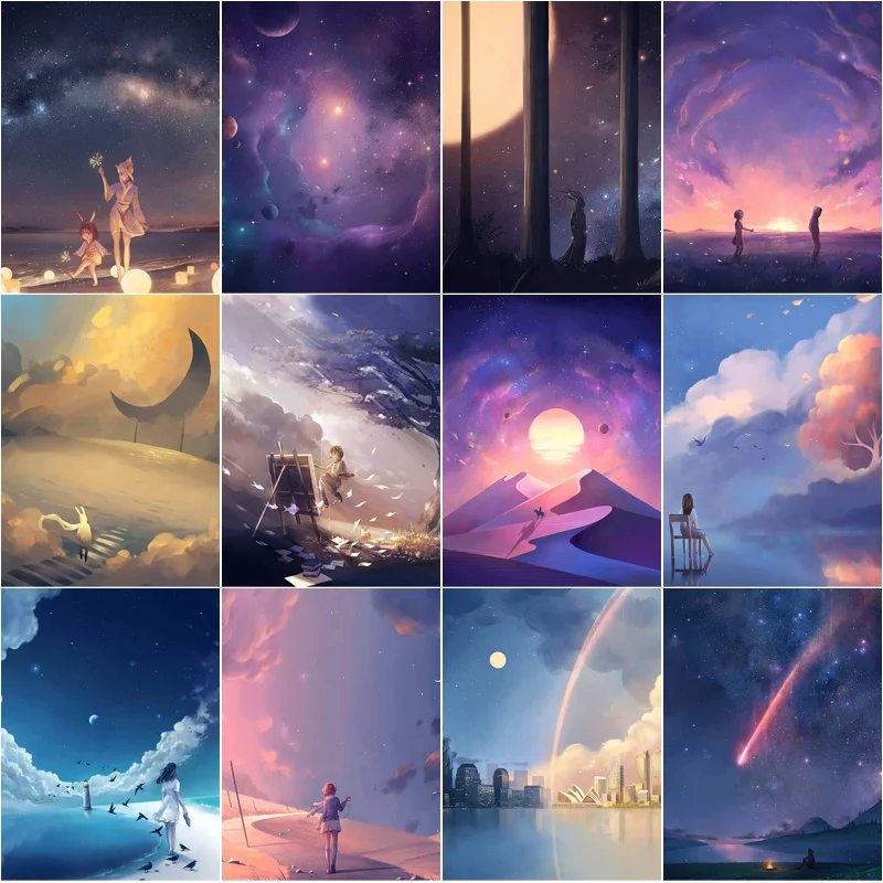 

Diamond Paintings Diy 5D Dreamy Starry Sky Scenery Full Drill Embroidery Mosaic Picture Cross Stitch Kit Living Room Decor Gifts