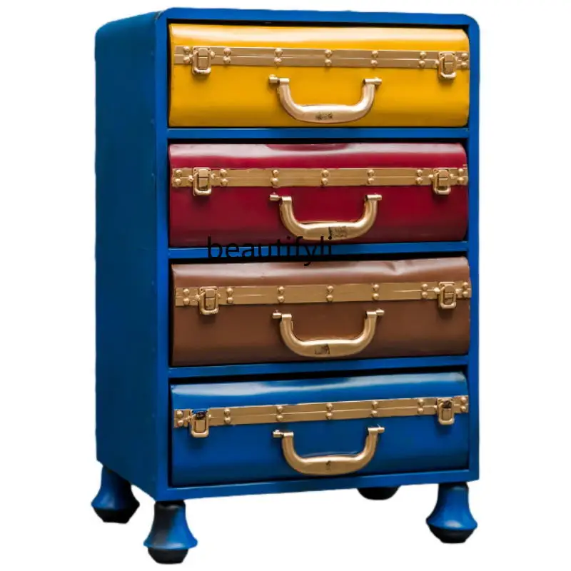 

yj [Classic Regression] Retro Iron Art Boxes of Living Room Decoration Large Floor-Standing Decorations Wine Cabinet Decorations