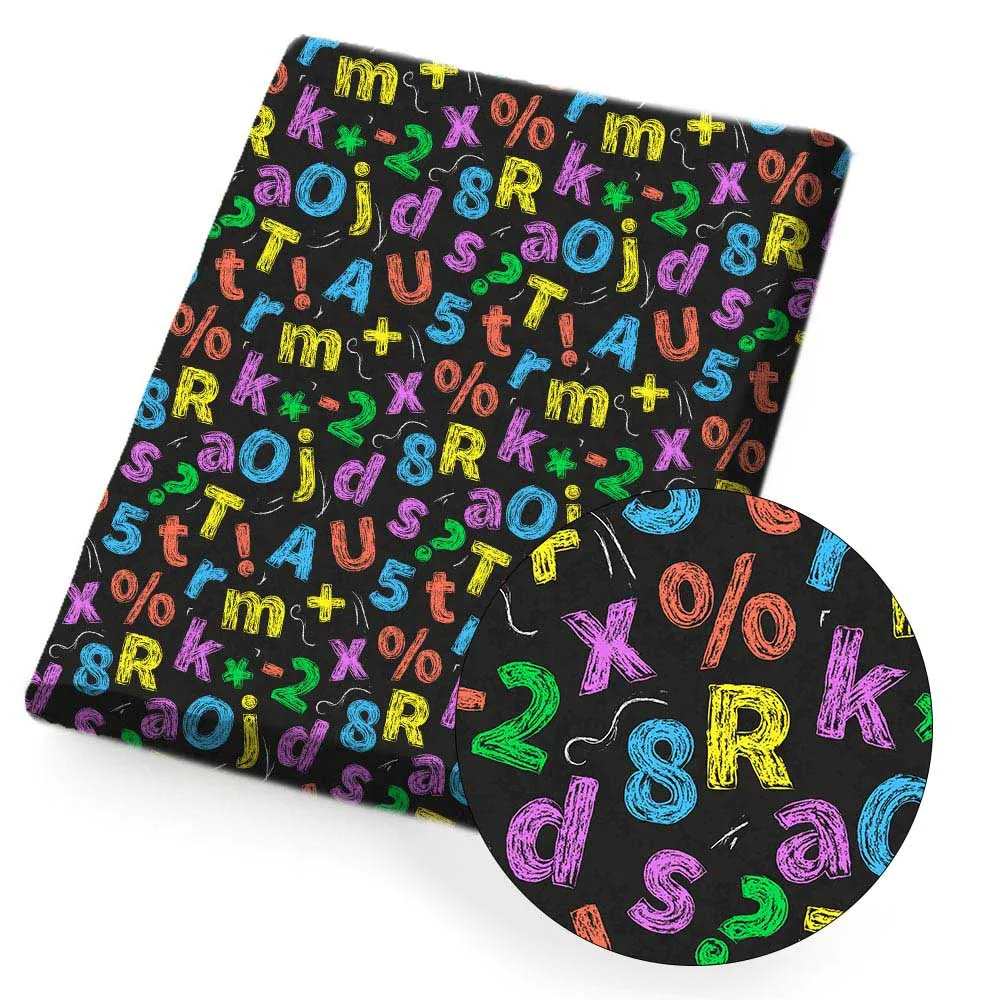 

Polyester Cotton Fabric Sheet Printed Cloth Fabrics Colorful Letters For DIY Bag Craft Home Textile Sewing Supplies 45*145cm/pc
