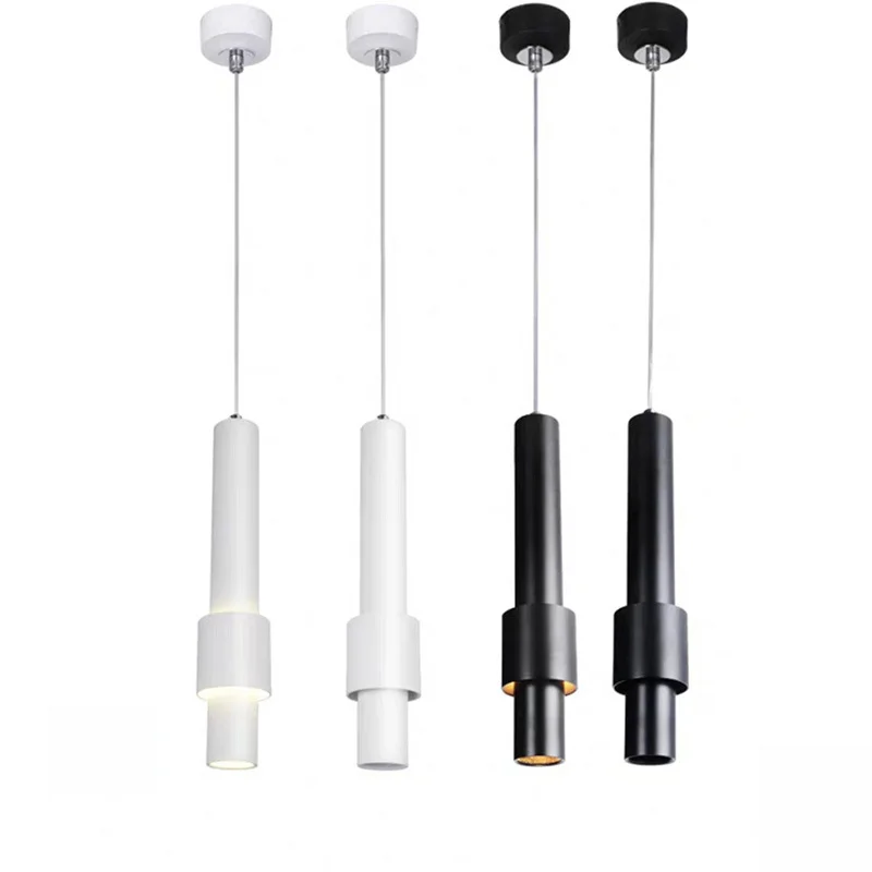 

Простой подвесной светодиодный светильник черного и белого цветов, длинная трубчатая лампа для кухни, обеденного стола, ресторана, Подвесн...