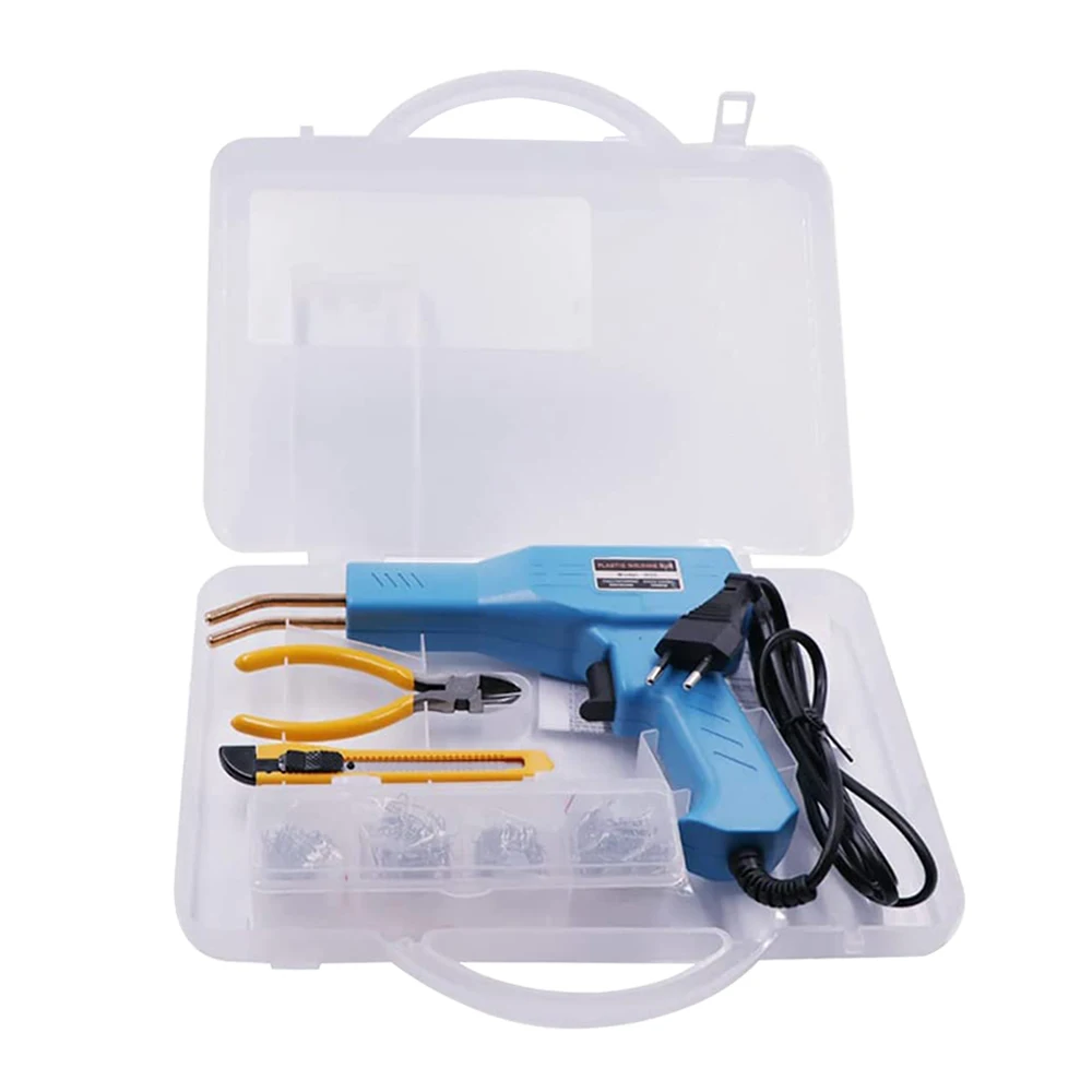 

Портативный пластиковый сварочный аппарат, инструменты для гаража, ремонт автомобильного бампера, термоплавкий сварочный факел, сварщик пластика 50 Вт со скобами 200 шт.