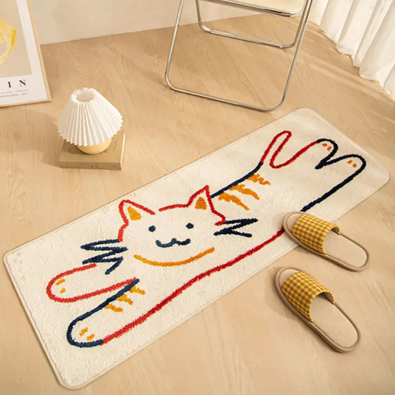 

Cartoon Cat Dog Panda Plush Door Mat Non-Slip Anime Animal Area Rug Water Absorbent Bathroom Floor Carpet Foot Pad Home Decor